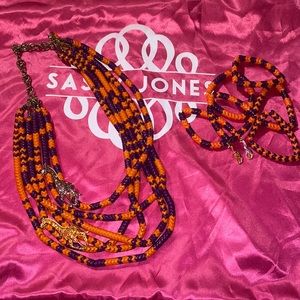 Vintage Sassy Jones Purple and Orange Giraffe necklace and bracelet set